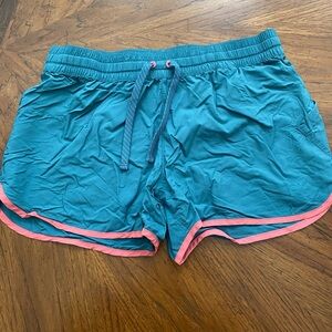Women's Athletic Shorts in Teal and Pink